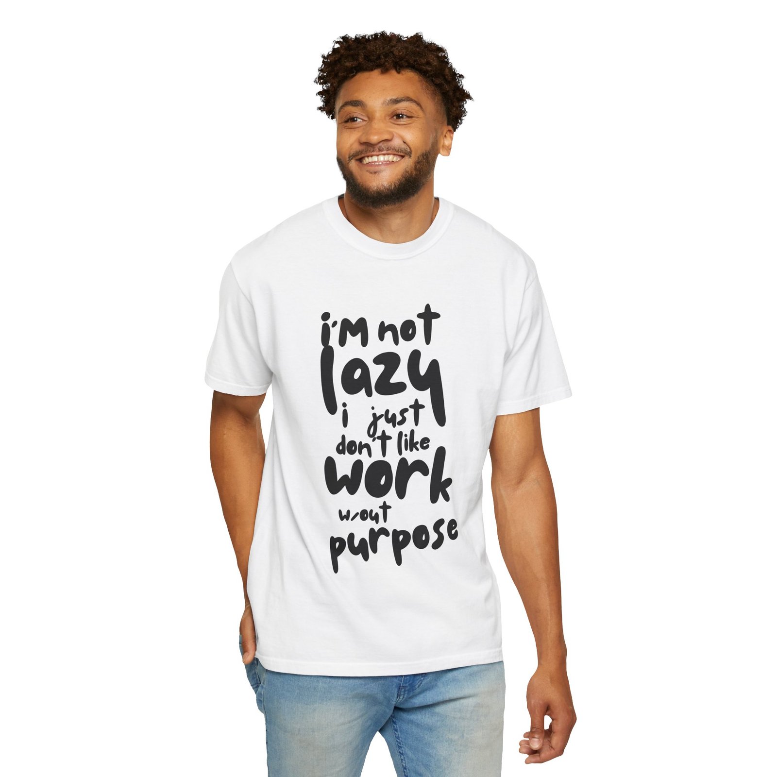Christian Graphic T-Shirt — “I’m Not Lazy… I Just Don’t Like Work” / Back: “Jesus Paid All My Debts” - Image 4