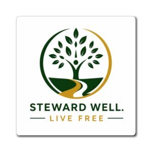 Steward Well “Live Free” Logo Magnet — Eco Lifestyle Refrigerator Magnet