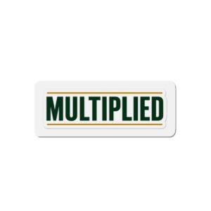 Multiplied Die-Cut Magnet — Bold Retro Word Sticker for Fridge, Locker, or Laptop