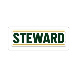 Steward Vinyl Sticker — Bold Green & Gold Name Decal (Kiss-Cut)